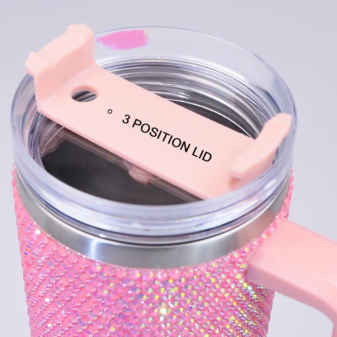 40oz Bling Rhinestone Tumbler with Handle and Straw Glitter Cups