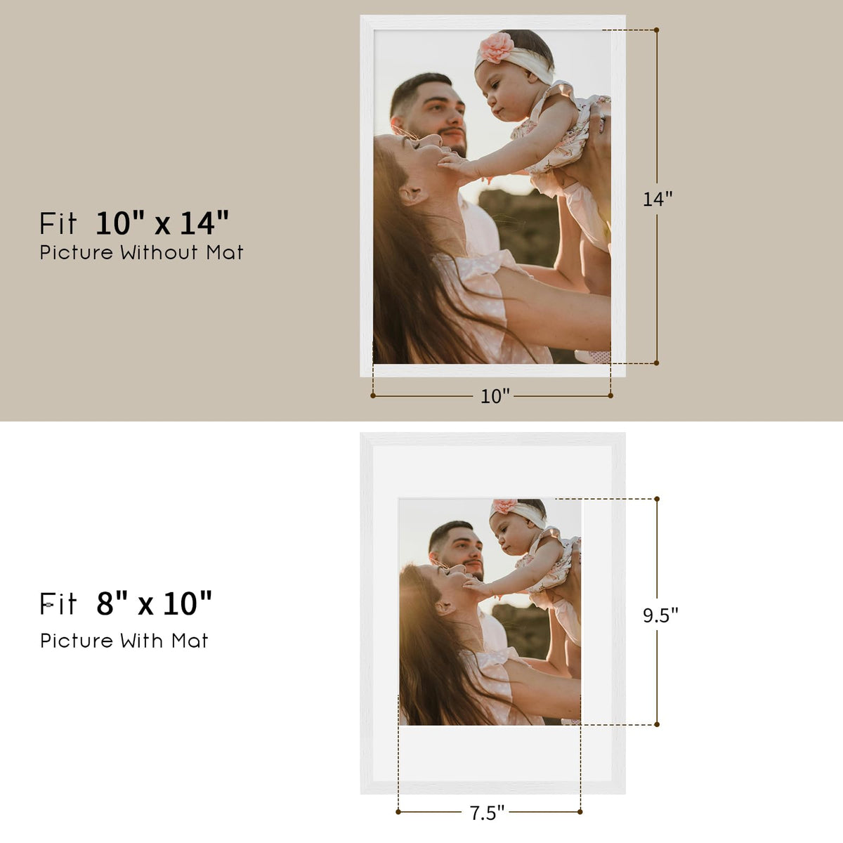 10x14 Solid Oak Wood Picture Frames (3 Count)