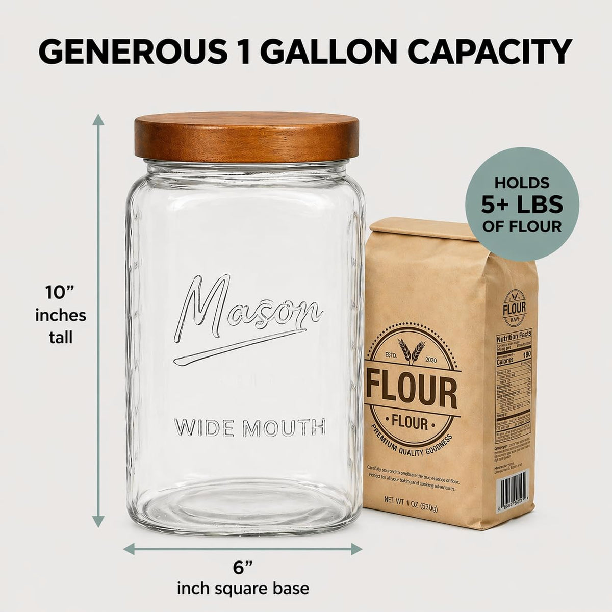 1 Gallon Glass Jars with Wooden Lids