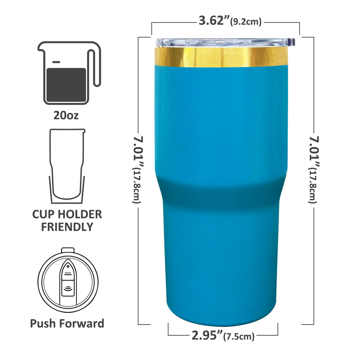 20 oz Tumbler Bulk Stainless Steel Tumblers with Lids and Straws BabyBlue (12 Count)