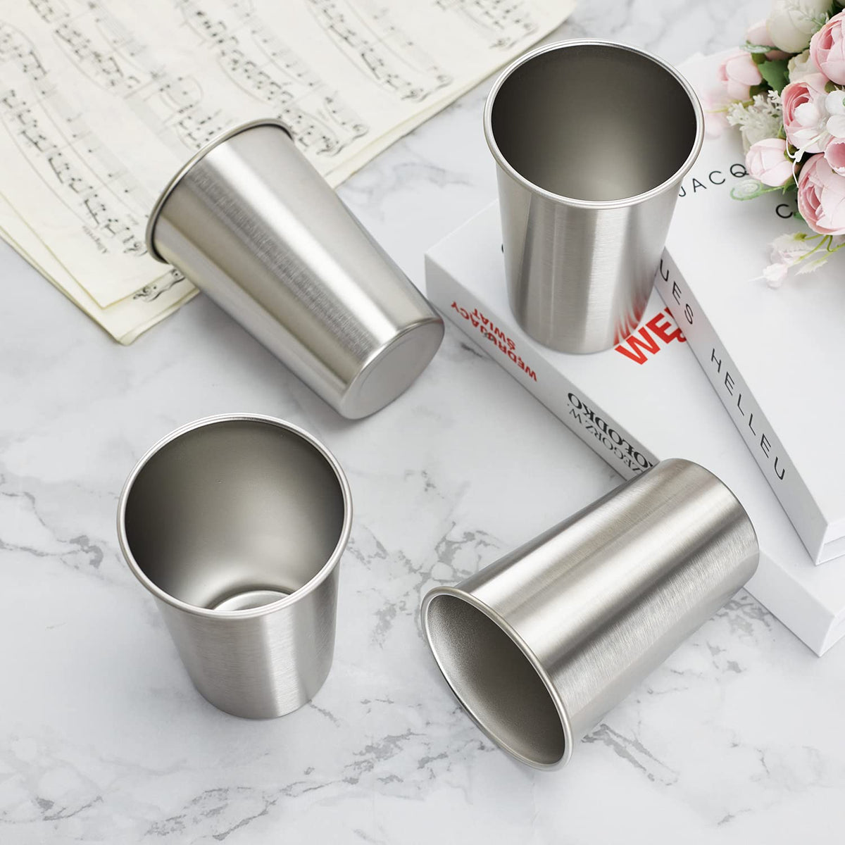 16 Pack 16oz Stainless Steel Pint Cup (16 Count)