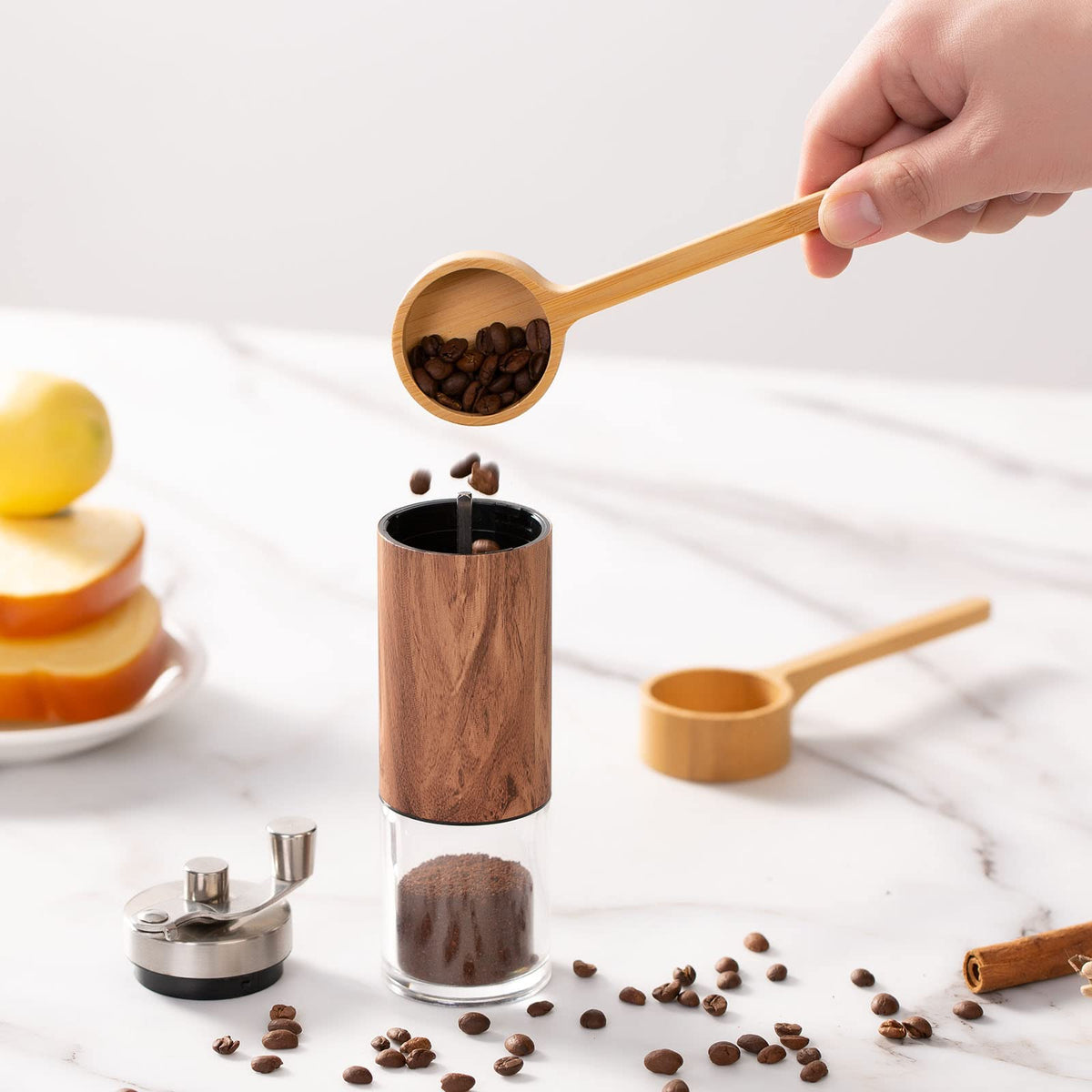 Bamboo Coffee Scoop Long Handle Measuring Scoop for Glass Food Jars (2 Count)