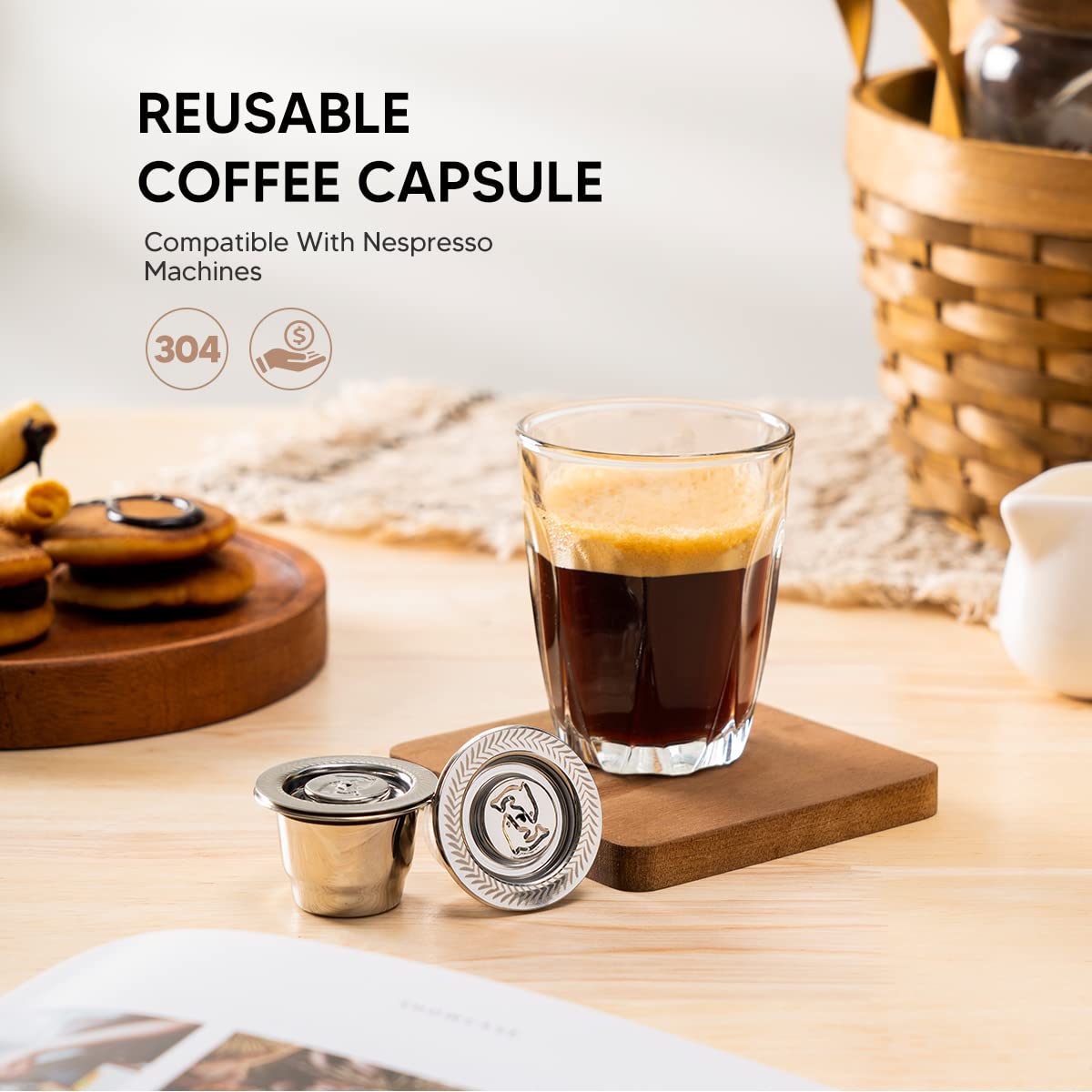 Stainless Steel Reusable Coffee Capsules Fit For N espresso Capsules OriginalLine