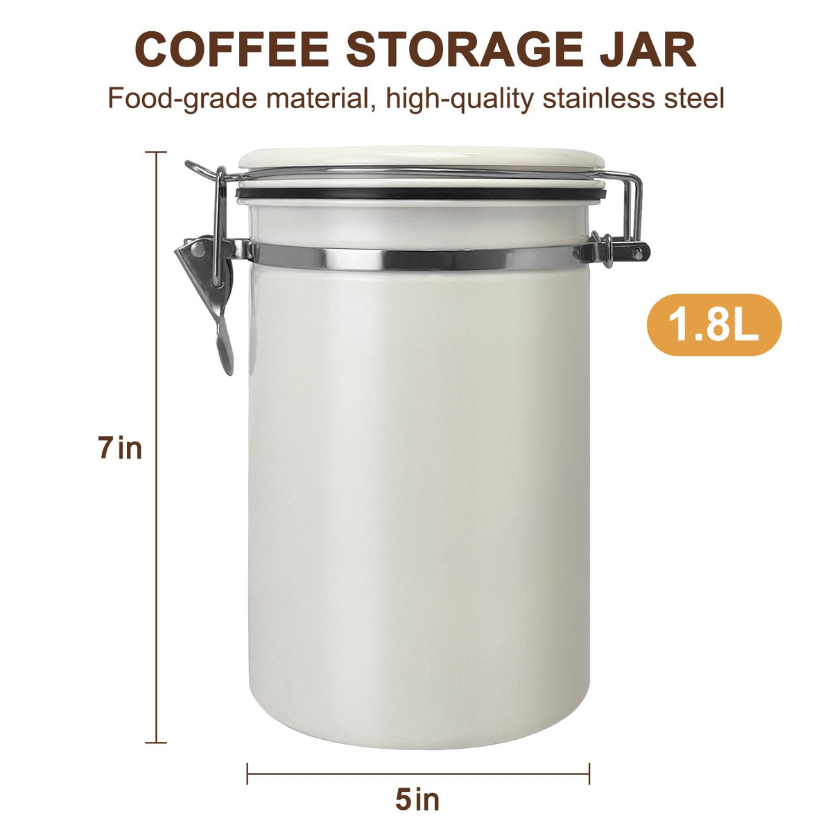 1.8L Airtight Vacuum Coffee Canister (17 Ounce)