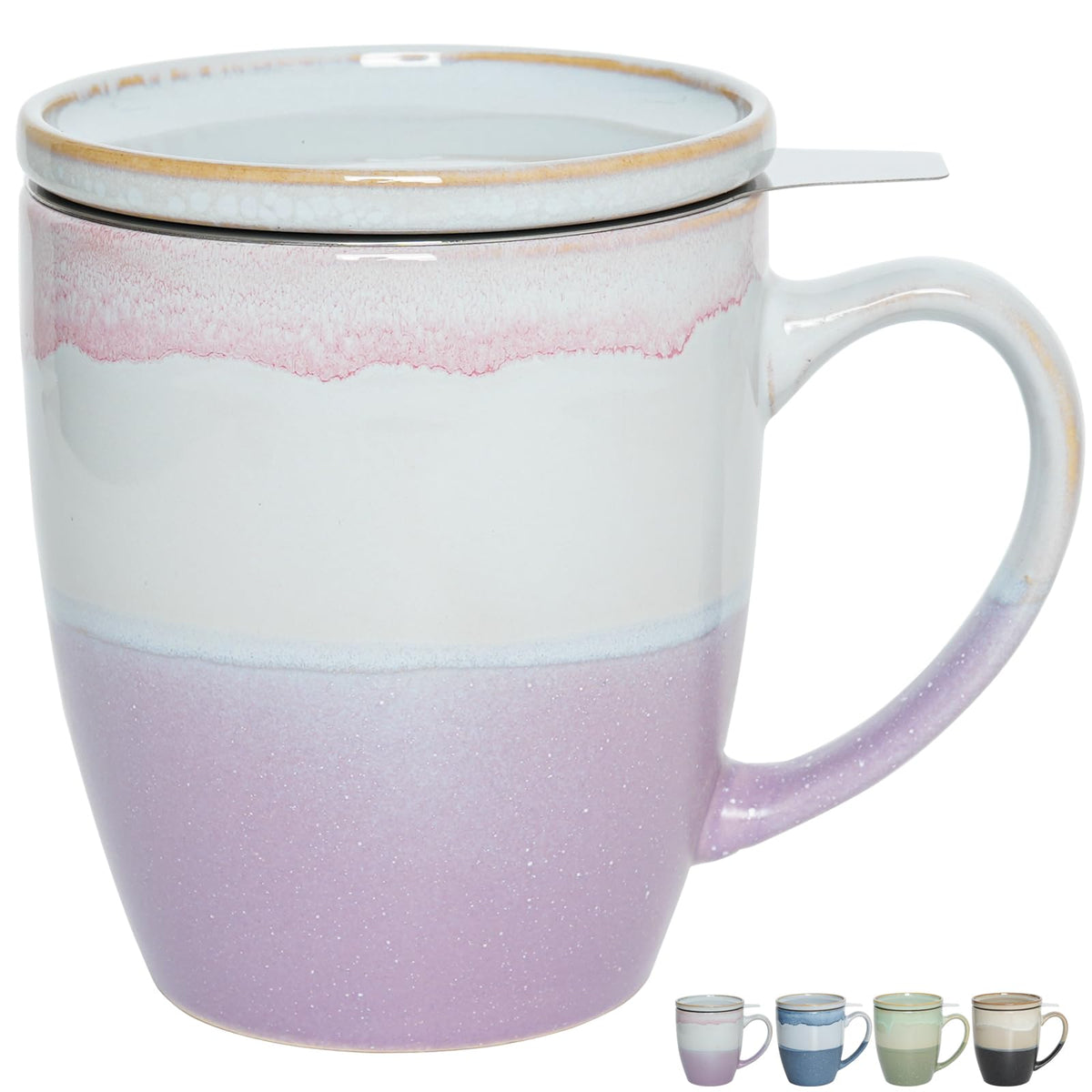 Ceramic Tea Cup with Infuser and Lid