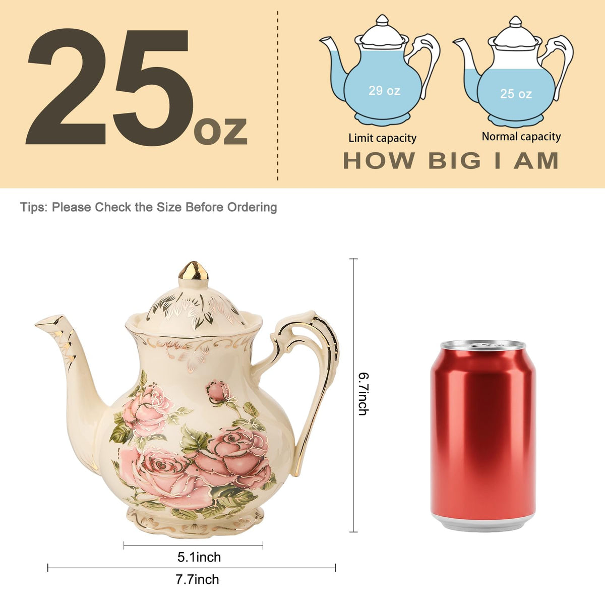Small Pink Rose Teapot