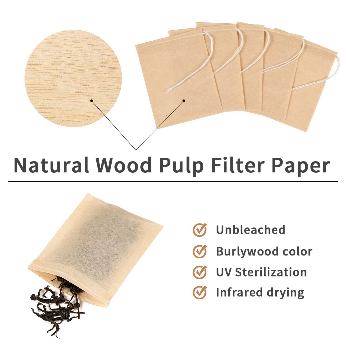 400 Pack Disposable Drawstring Tea Filter Bags (400 Count)
