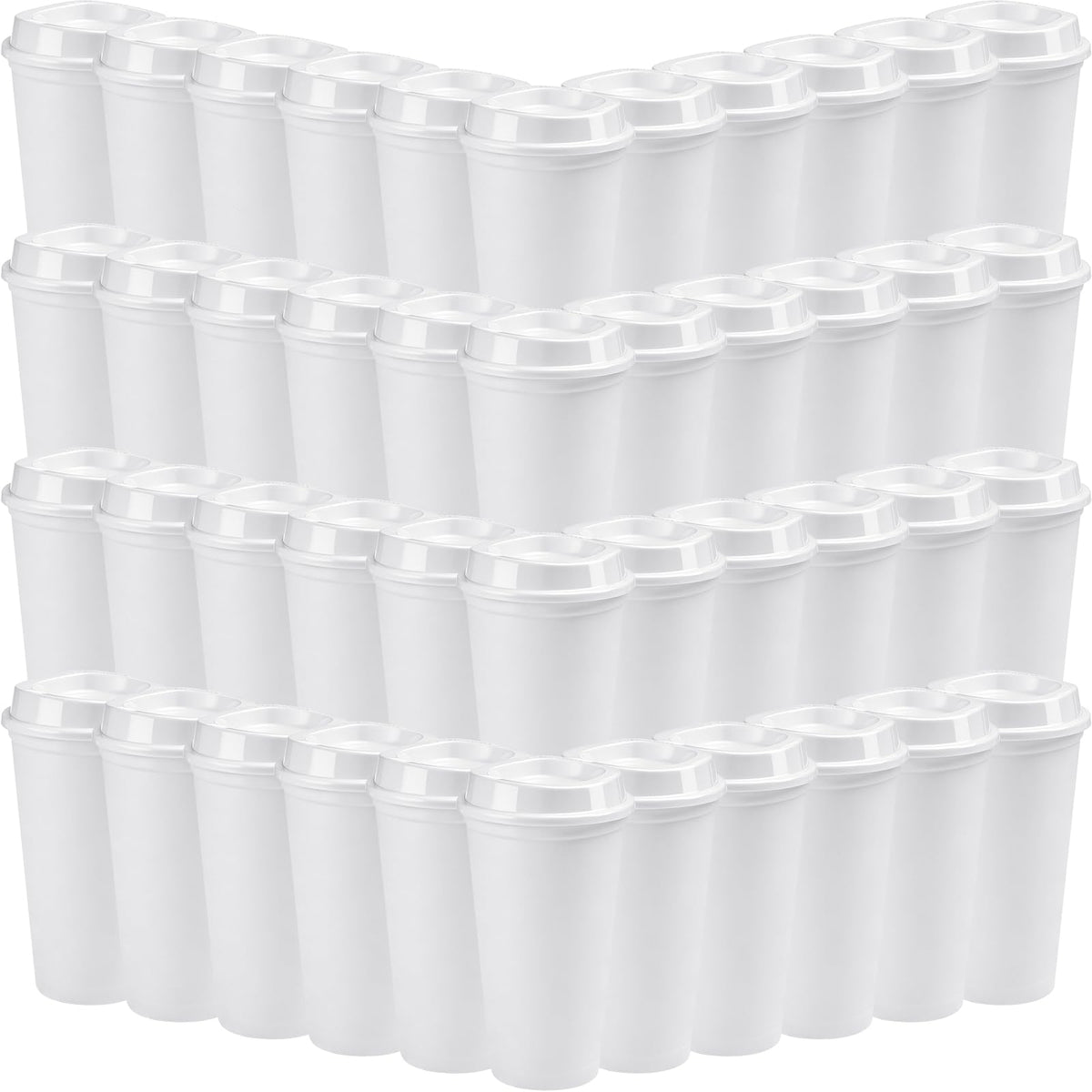 45 Pack 16 oz Reusable Coffee Cups with Lids Water Bottle Iced Coffee Travel Mug Portable Plastic Tea Tumblers Bulk for Hot and Cold Drinks Birthdays Party (45 Count)
