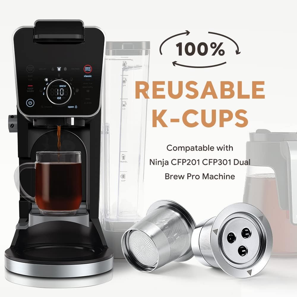 Stainless Steel Reusable Coffee Pods for Ninja Dual Brew Coffee Maker (2 Count)