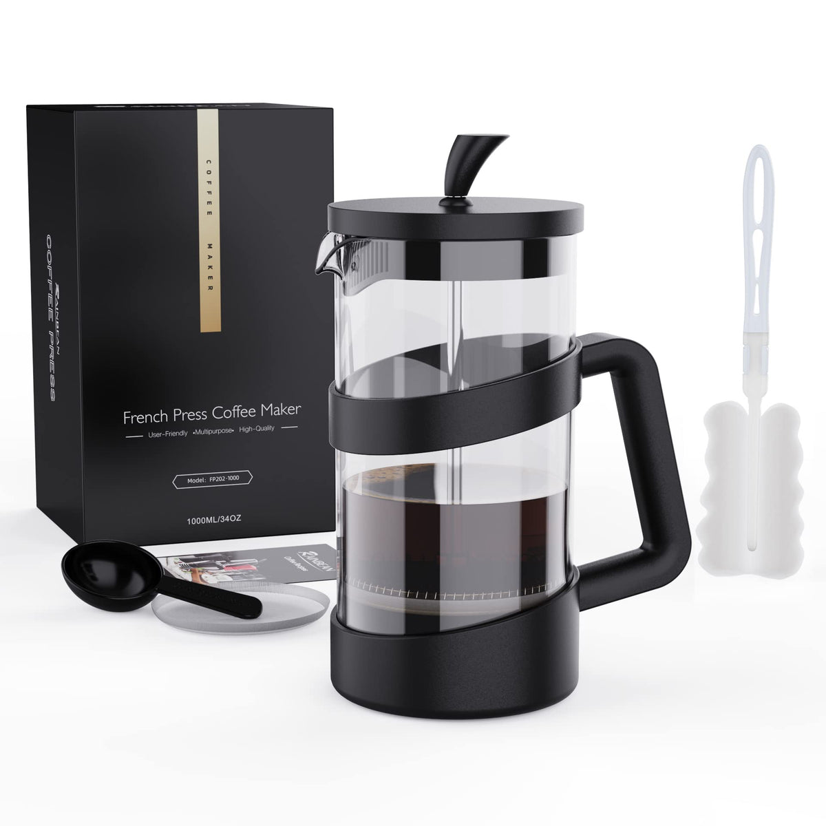 Large French Press Glass Travel Camping Coffee Makers Pot
