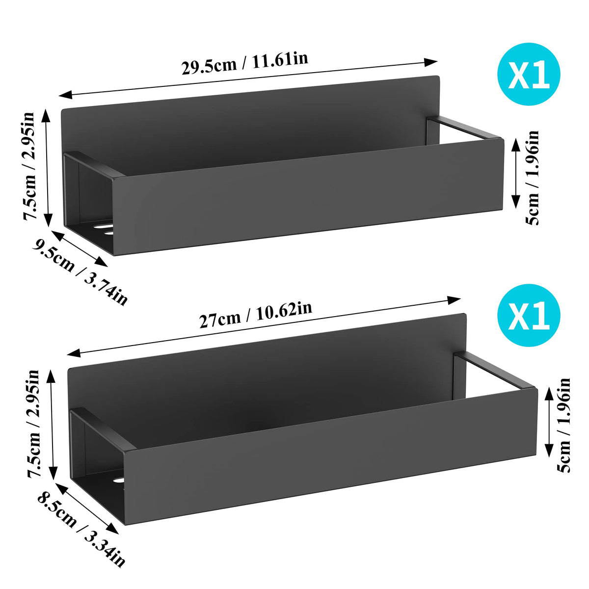 Metal Magnetic Spice Rack for Refrigerator2 Pack Black (4 Count)