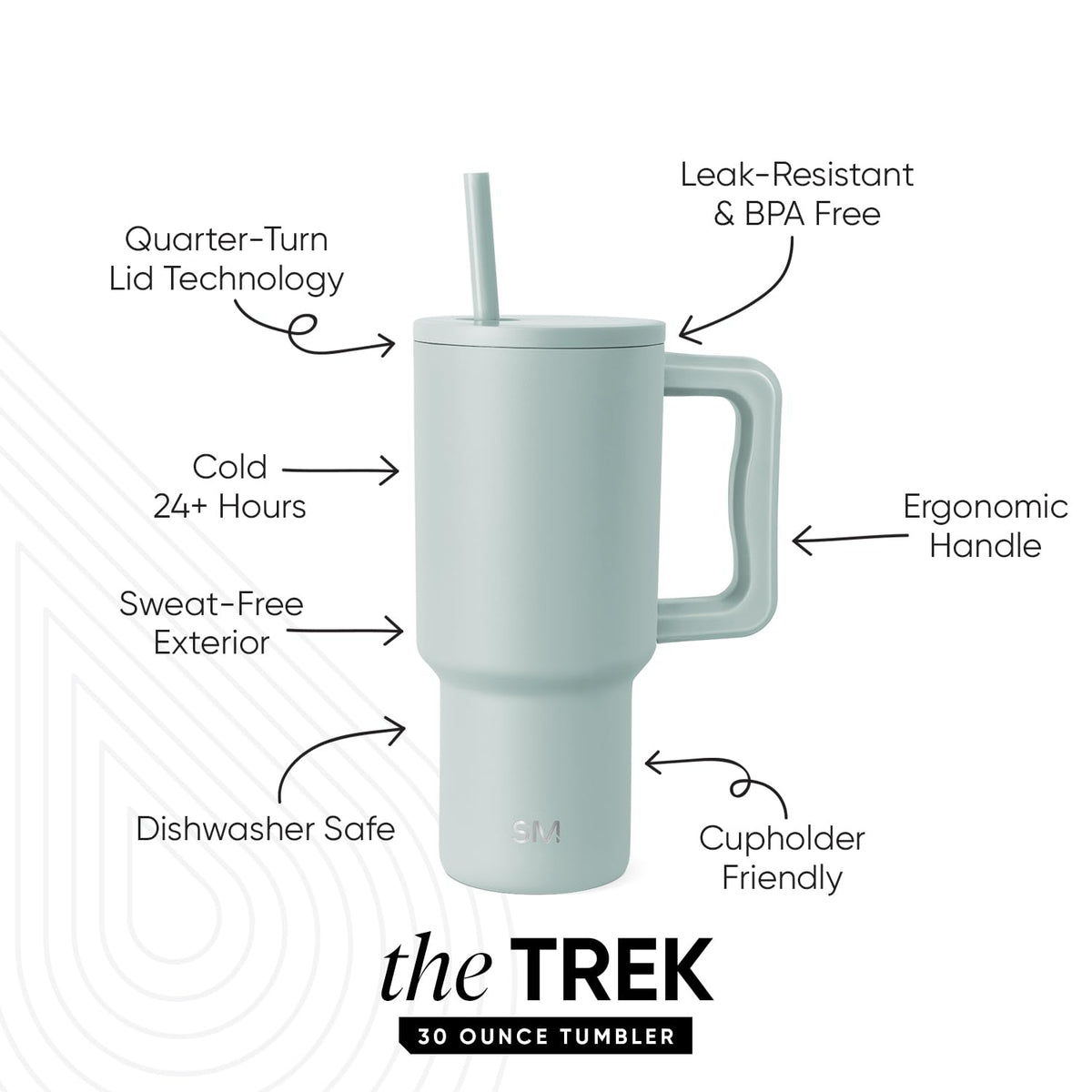 30 oz Trek Tumbler with Handle and Straw Lid
