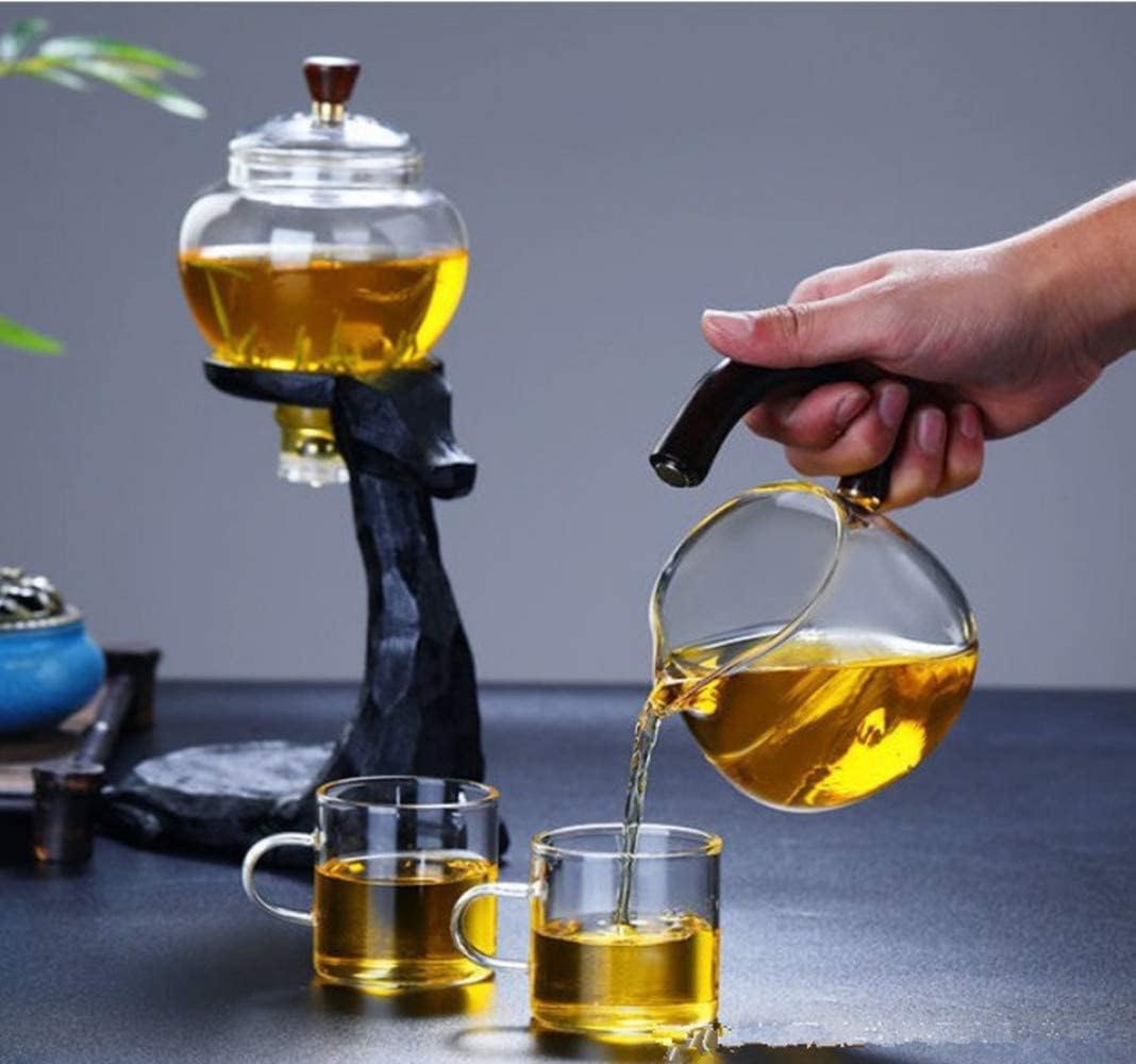 Heat resistant Kungfu Glass Tea Set with Heater Attract Water Diversion Rotating Cover Bowl Lazy Semi