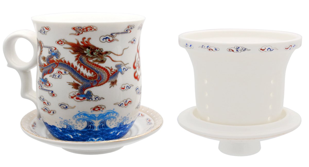 PLESIU Tea Talent Porcelain Tea Cup with Infuser Lid and Saucer Sets