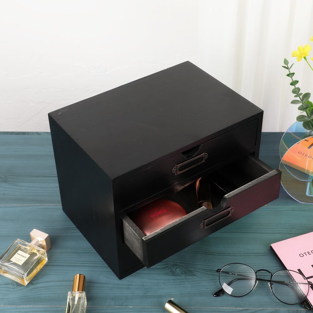 Small Wooden Drawers Wooden Box with Drawer Black