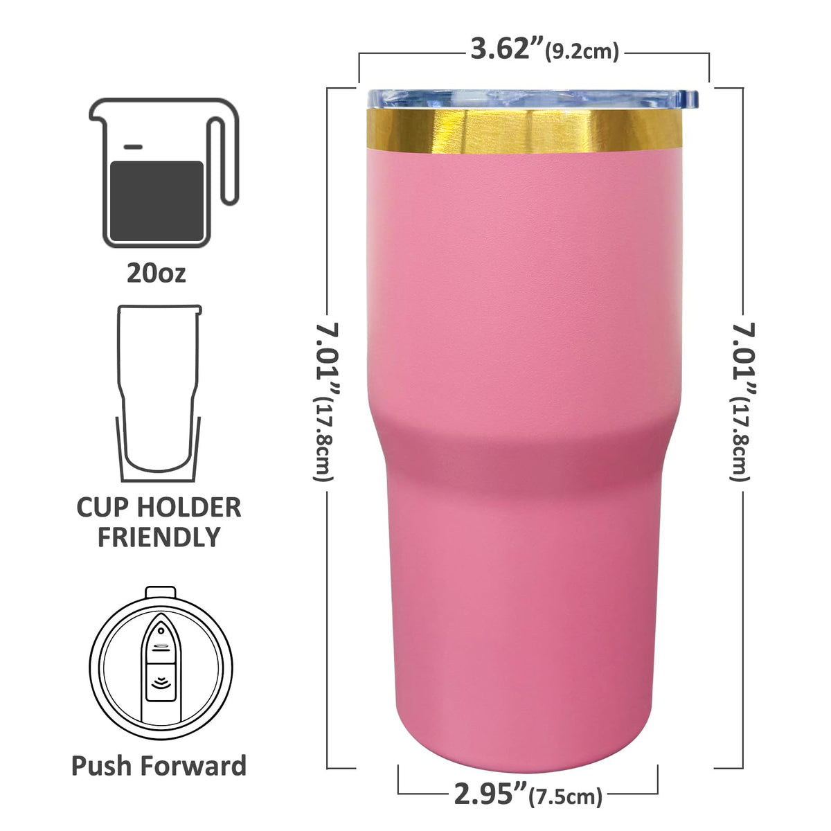 20 oz Tumbler Bulk Stainless Steel Tumblers with Lids and Straws Pink (12 Count)