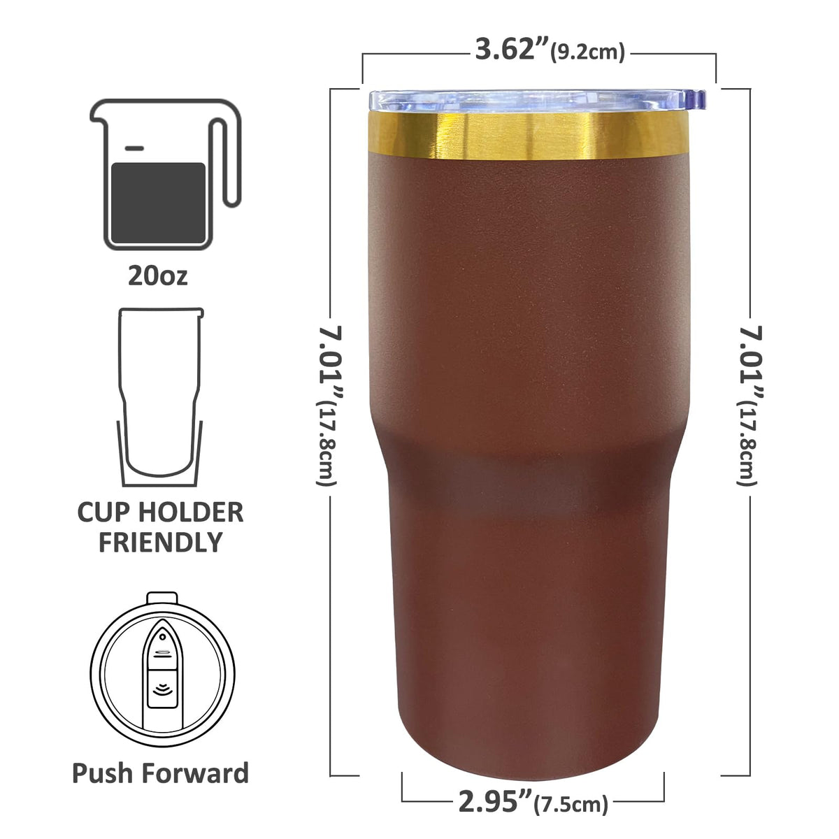 20 oz Tumbler Bulk Stainless Steel Tumblers with Lids and Straws Brown (6 Count)