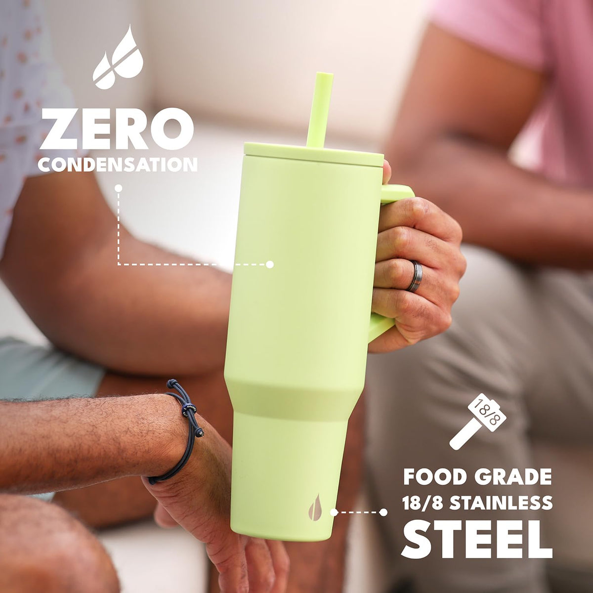 Spill Proof 40oz Insulated Tumbler with Handle & Straw Travel Mug