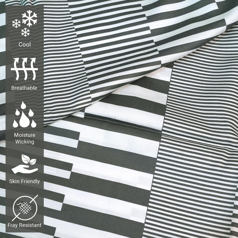 100% Cotton Cascade Stripe Print RV King Sheets Set 400TC Grey