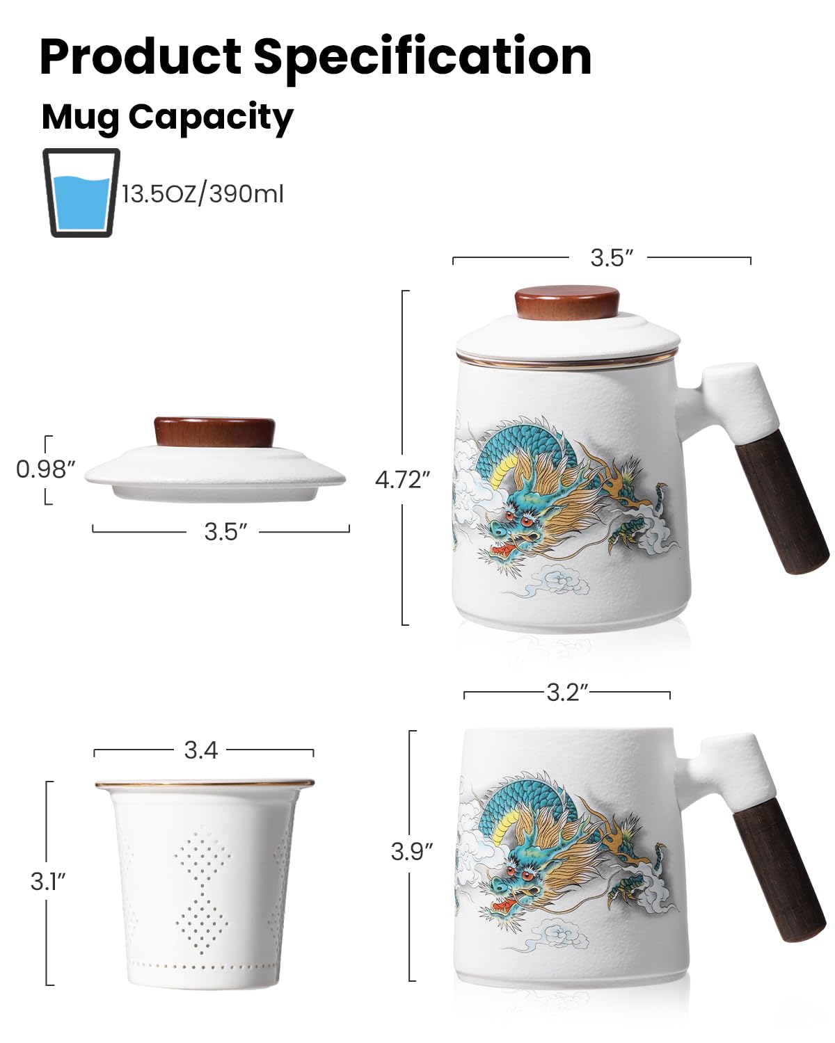 Ceramic Tea Infuser Cup with Lid