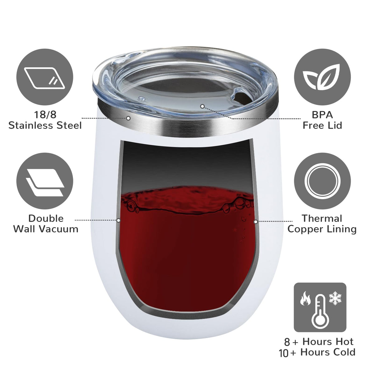 12oz 4 Pack Wine Tumbler Glasses with Lid (4 Count)