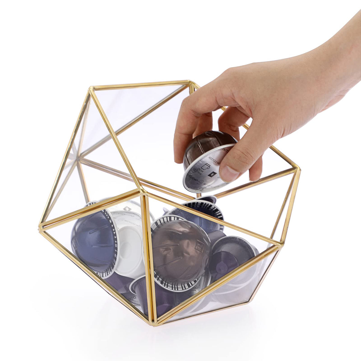 Gold Glass Coffee Pods Holder