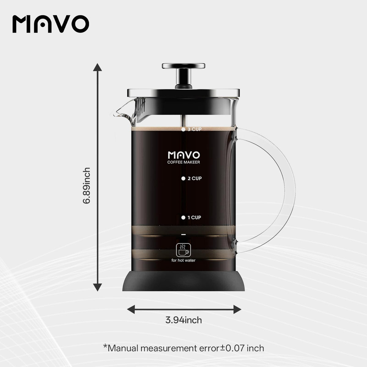 French Press Coffee Maker Stainless Steel Cold Brew Heat Resistant Glass Coffee & Tea Maker with 2 Filter