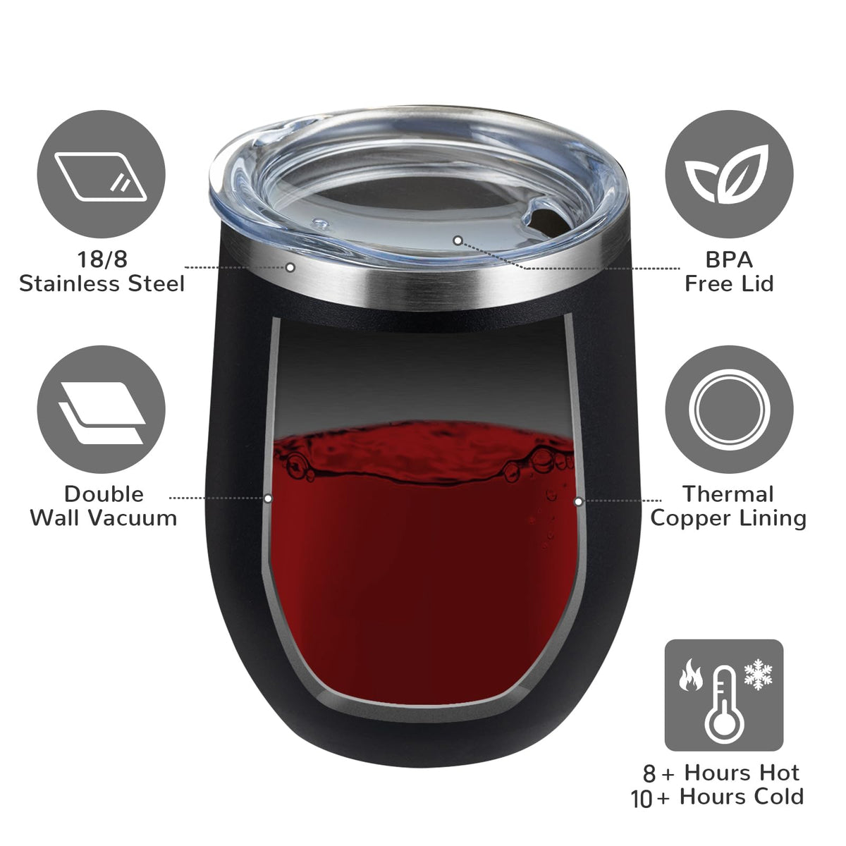 12oz 4 Pack Wine Tumbler Glasses with Lid (4 Count)