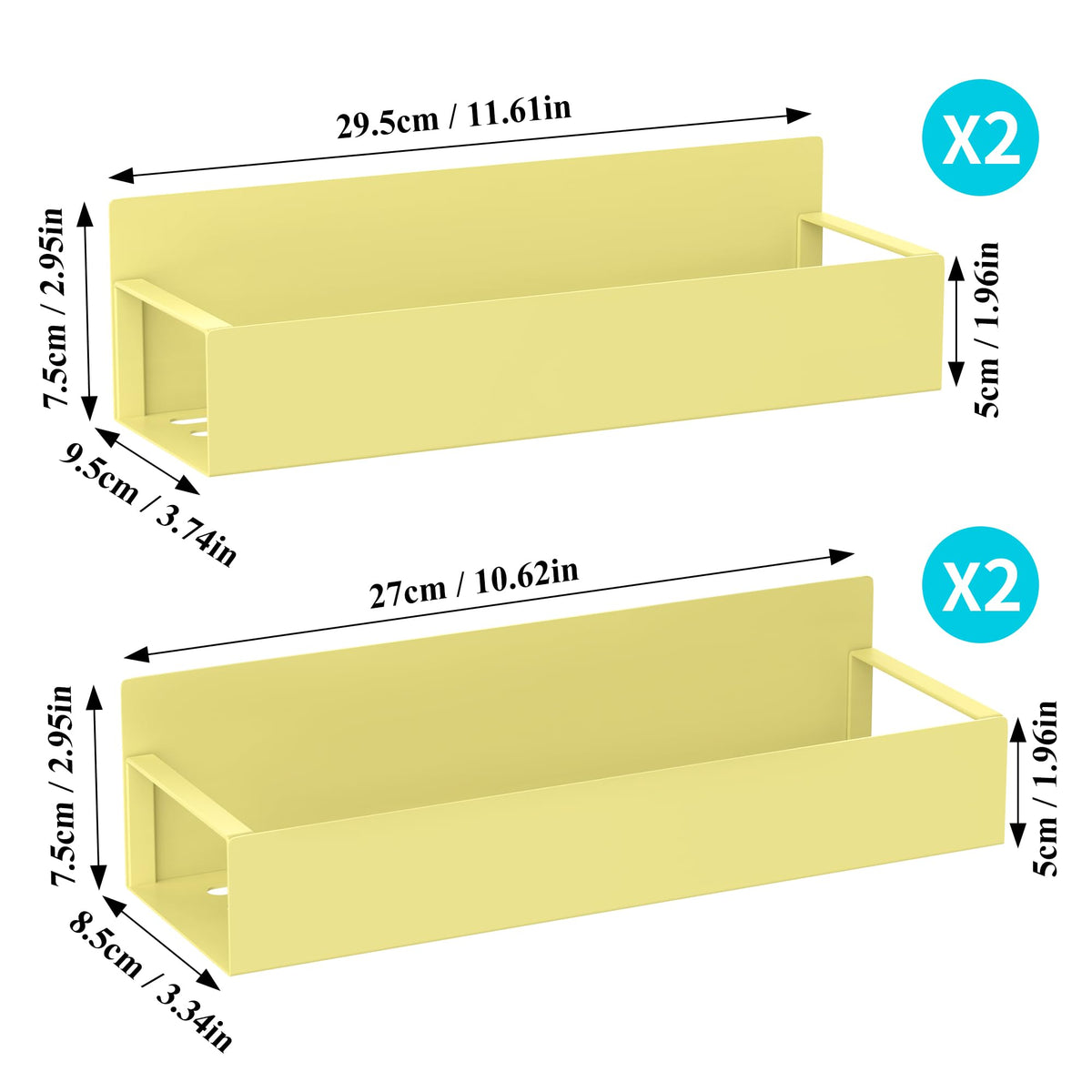 Metal Magnetic Spice Rack for Refrigerator Yellow (4 Count)