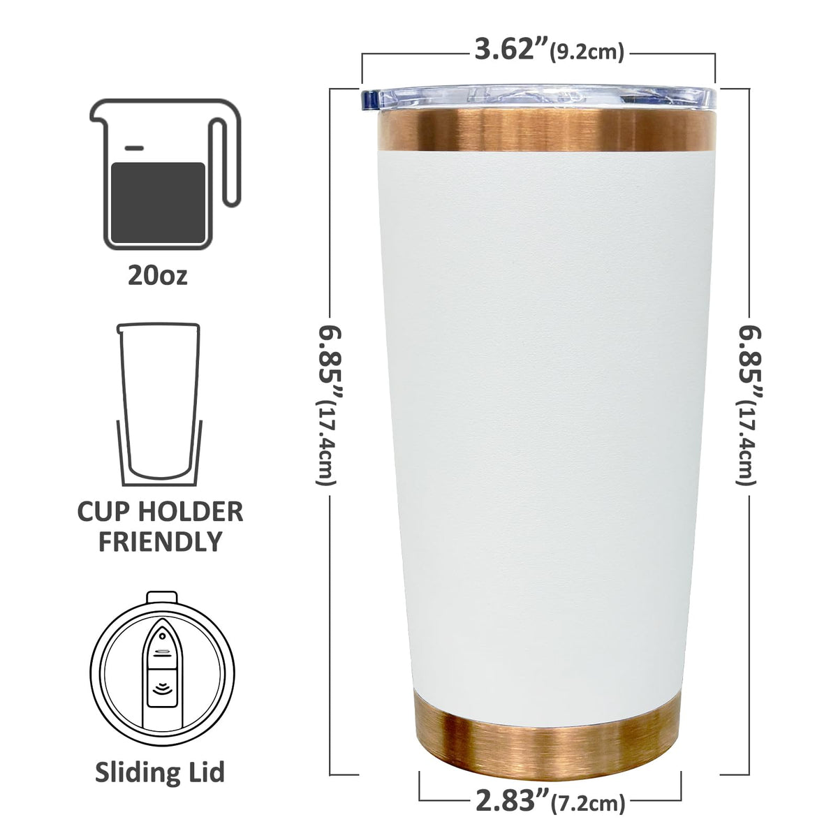 20 oz Tumbler Bulk Stainless Steel Tumblers with Lids and Straws White