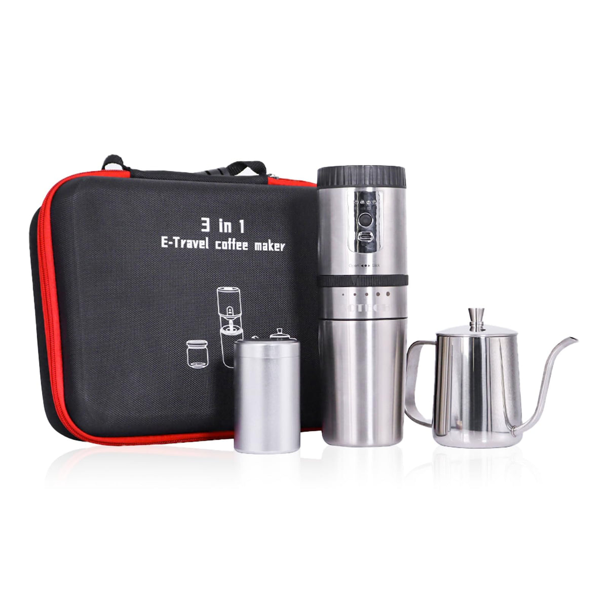 Coffee Maker Set Outdoor Camping Coffee Maker Set 3 in 1 Grinder Kit with Stainless Steel Electric Bean Grinder 350ml kettle Travel Coffee Kit Coffee Dripper Set