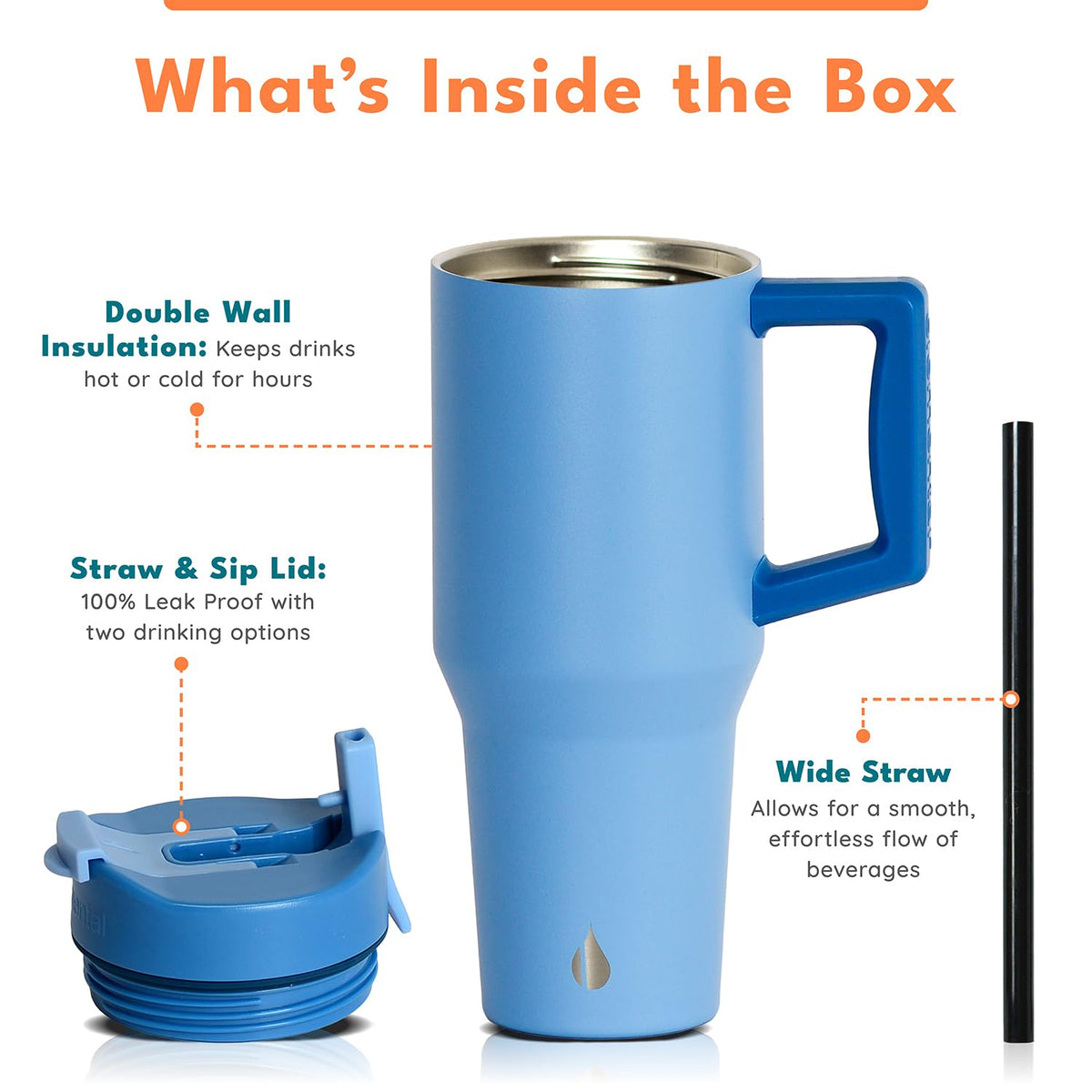 100% Leak Proof 32oz Tumbler with Handle & Straw Travel Mug