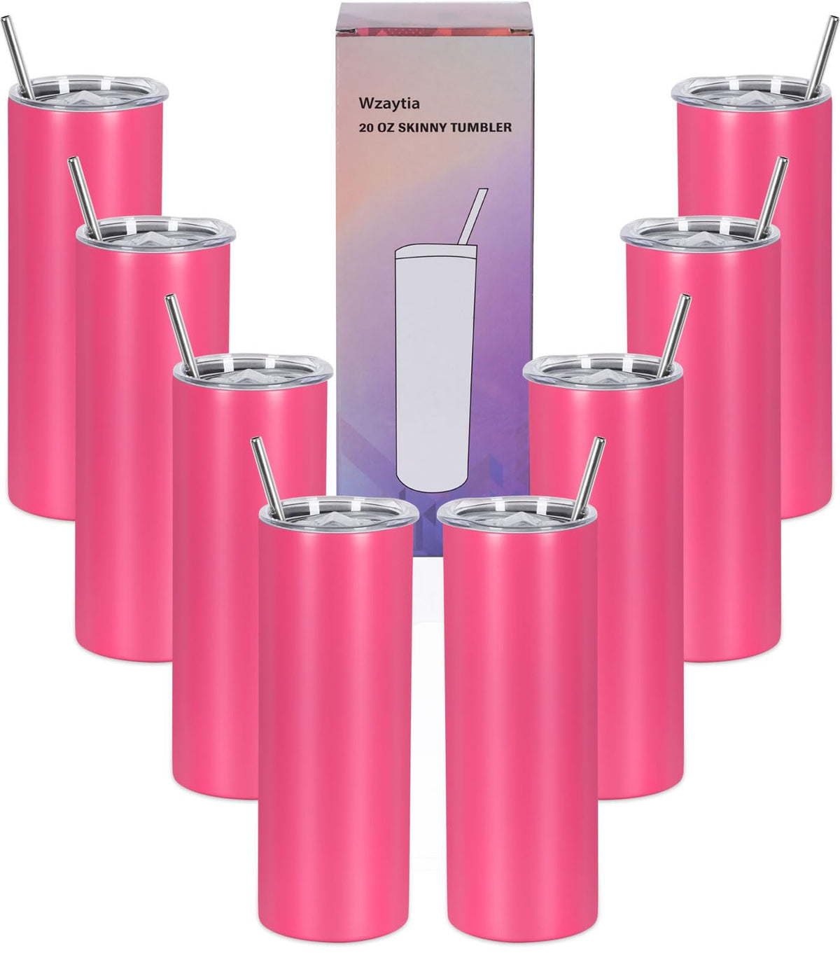 8 Pack 20 Oz Straight Skinny Tumblers (6.5 Count)