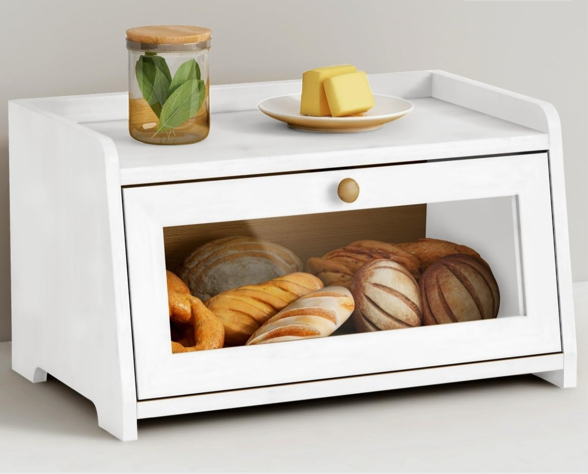 White Bread Box for Kitchen Countertop