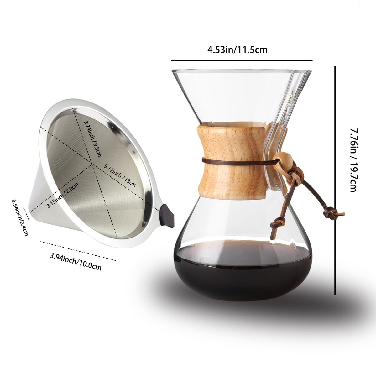 subjectthree Drip Coffee 6 Cup Glass Pour Over Coffee Maker Kit
