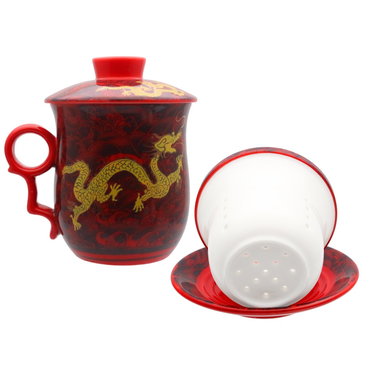PLESIU Yuhytop Groye Tea Talent Porcelain Tea Cup with Infuser Lid and Saucer Sets