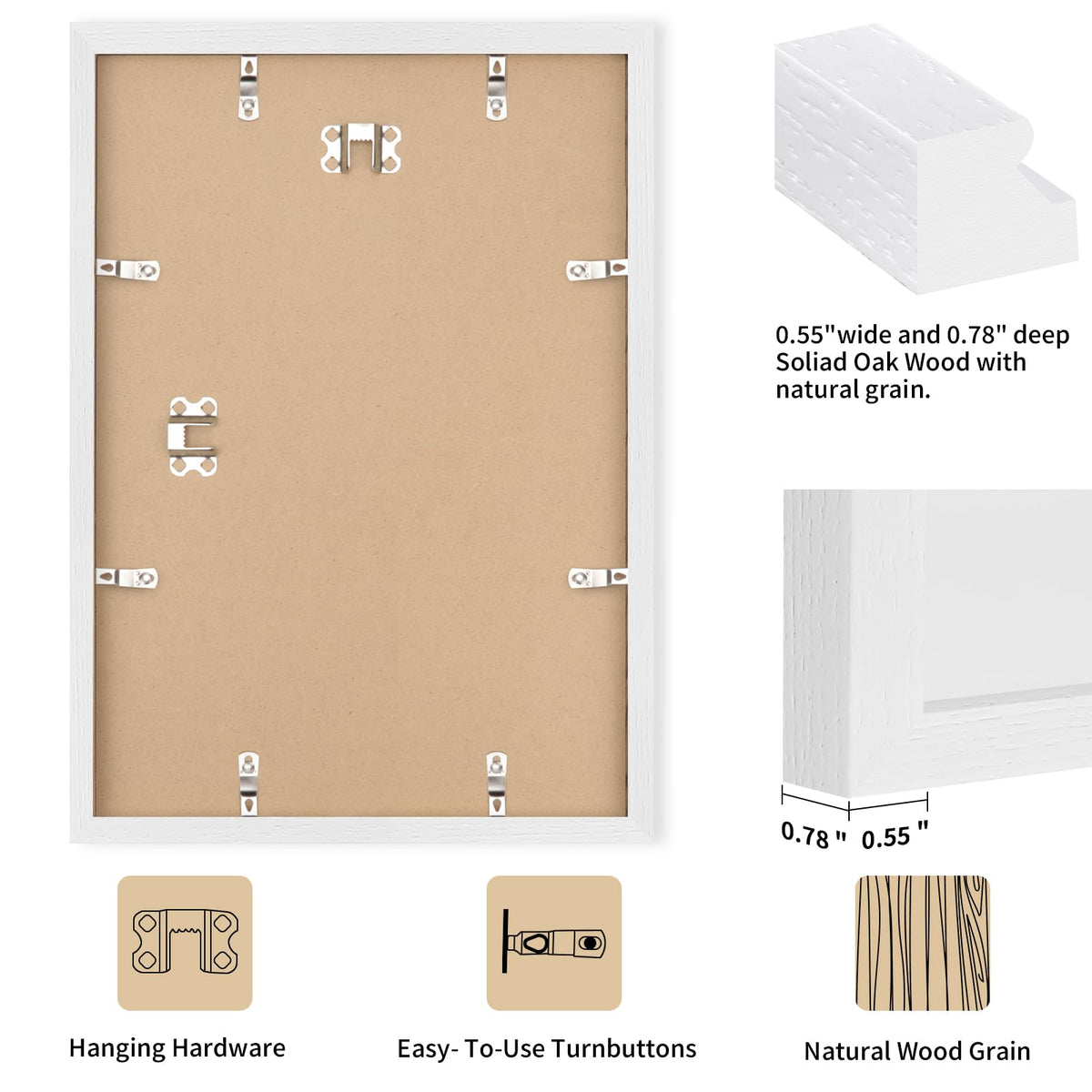 11x17 Solid Oak Wood Picture Frames (3 Count)
