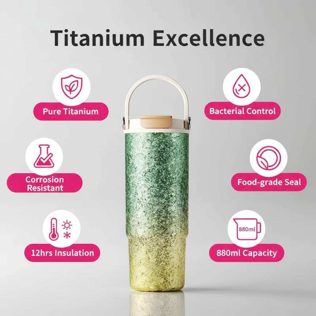30oz 880ml Titanium Tumbler with straw lid & tea infuser