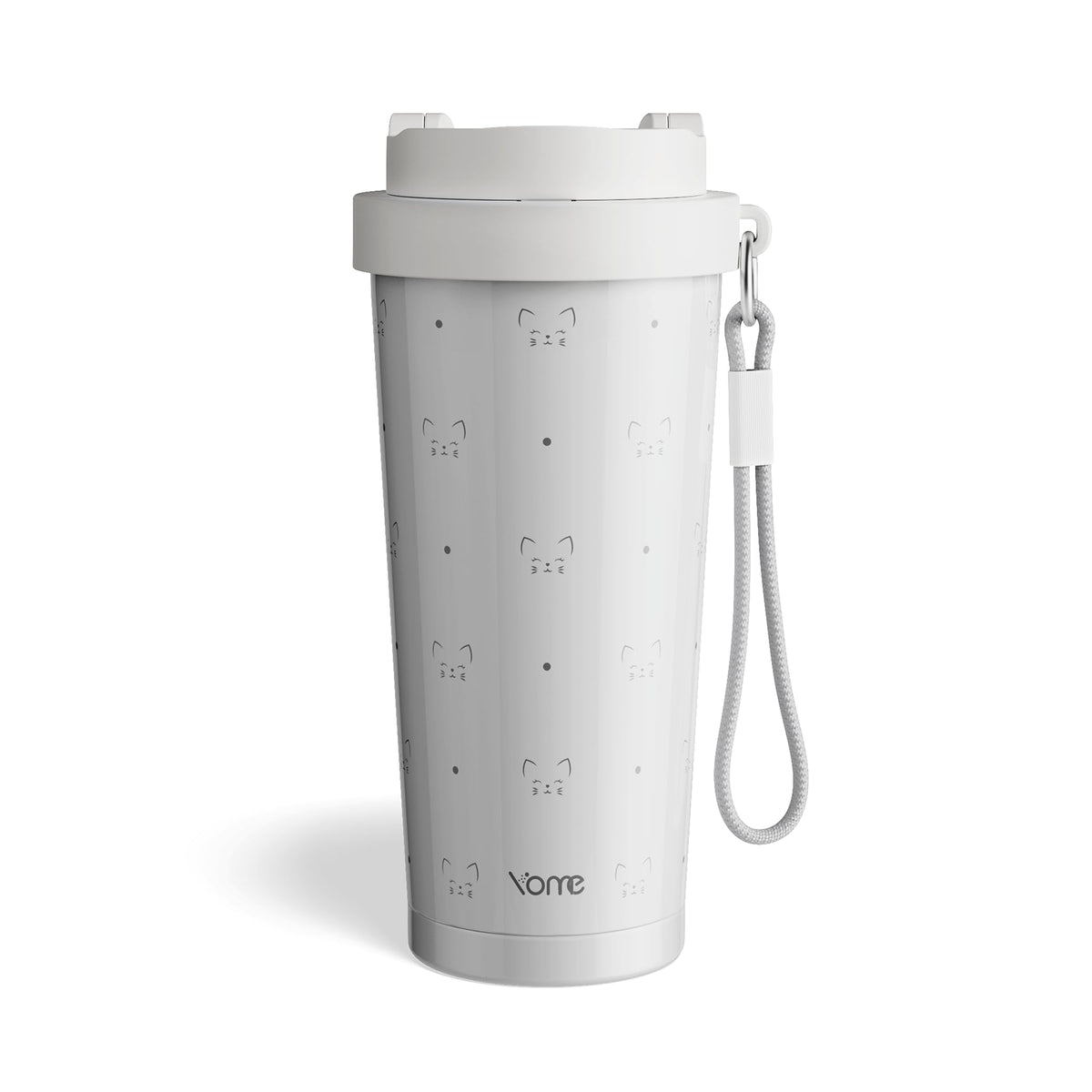 17oz Serene Cat Grey Ceramic Lined Insulated Coffee Mug with Infuser for Women