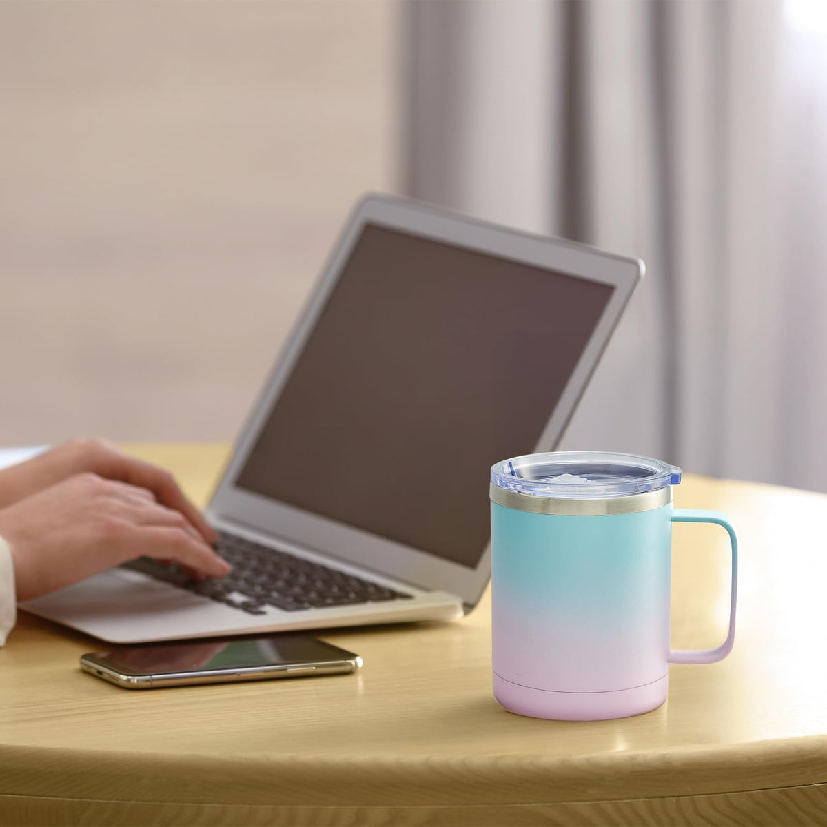 12oz Coffee Mug With Handle and Sliding Lid