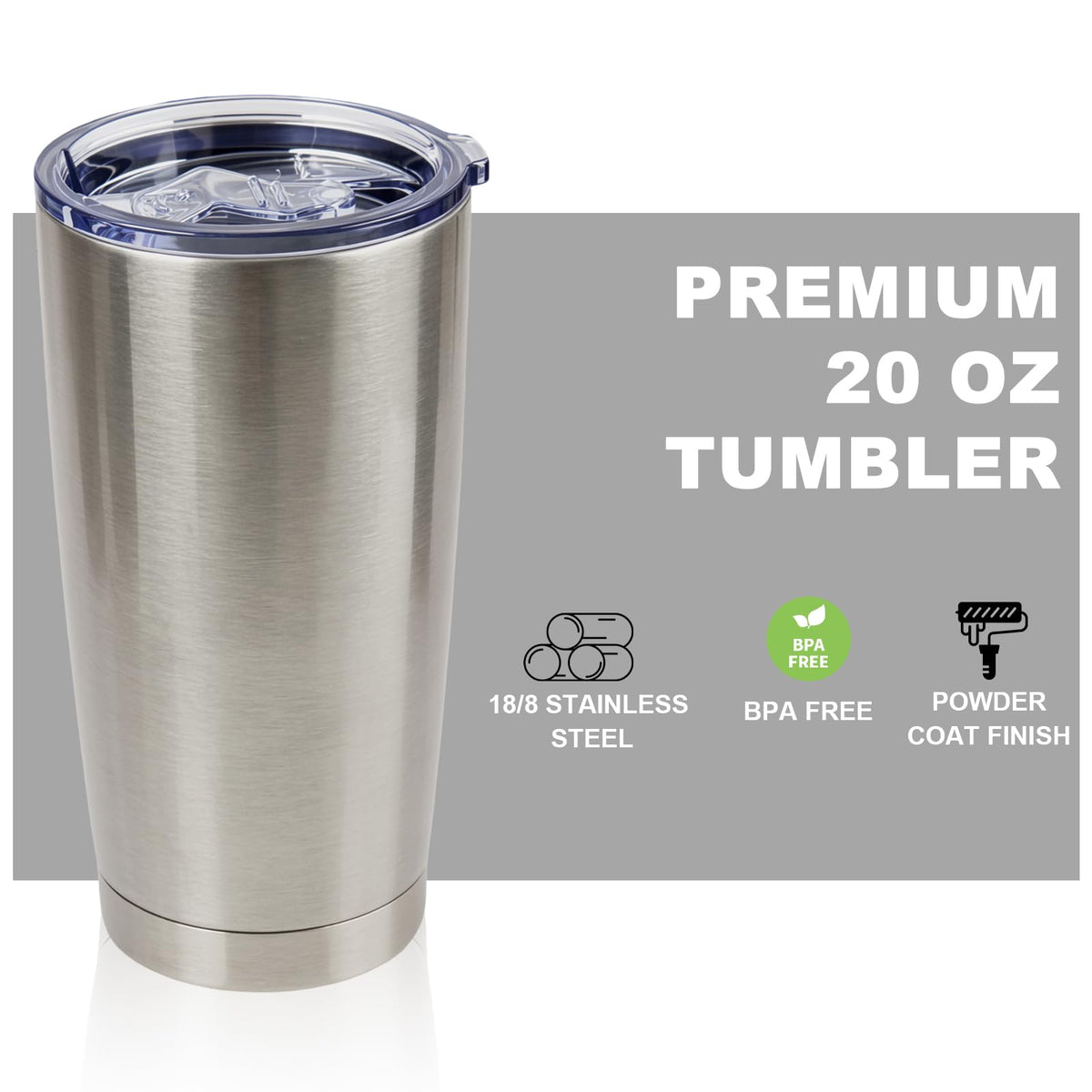 20oz Tumbler with Lid and Straw Stainless Steel Tumbler Cup Bulk Vacuum Insulated Double Wall Travel Coffee Mug Powder Coated Coffee Cup