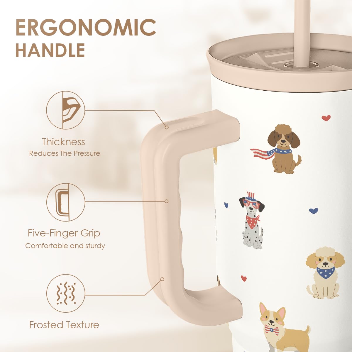 Dogs 40oz Tumbler with Handle and Straw