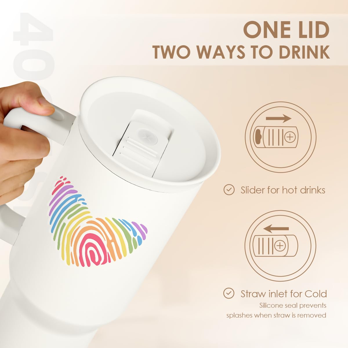 LGBT 40oz Tumbler with Handle and Straw