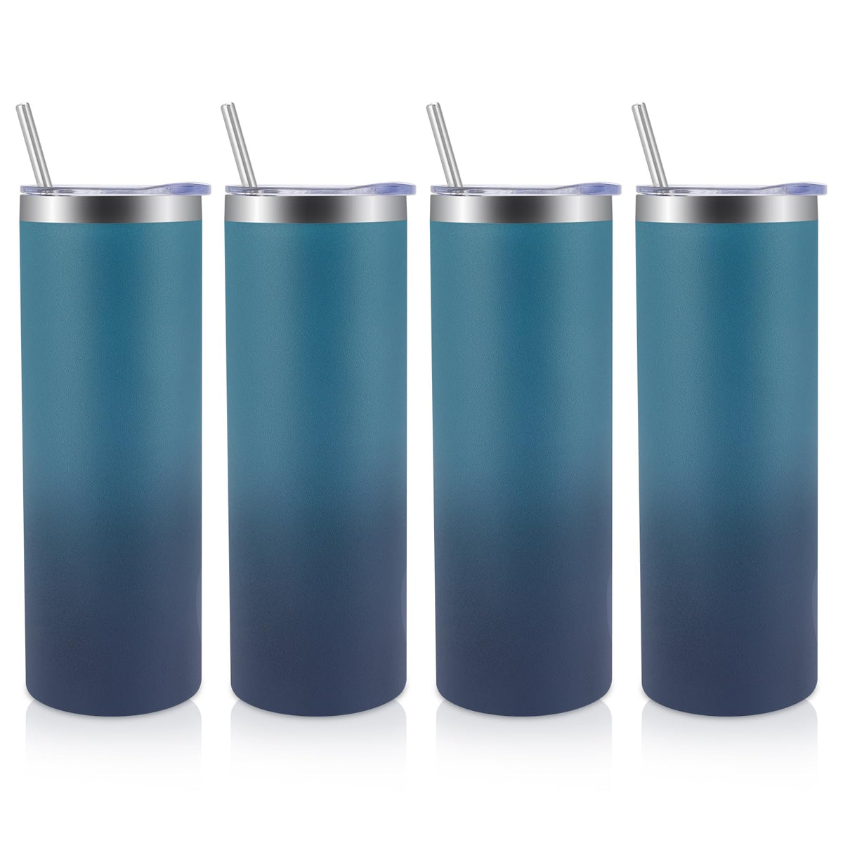 4 Pack Skinny Tumblers with Lid and Straw
