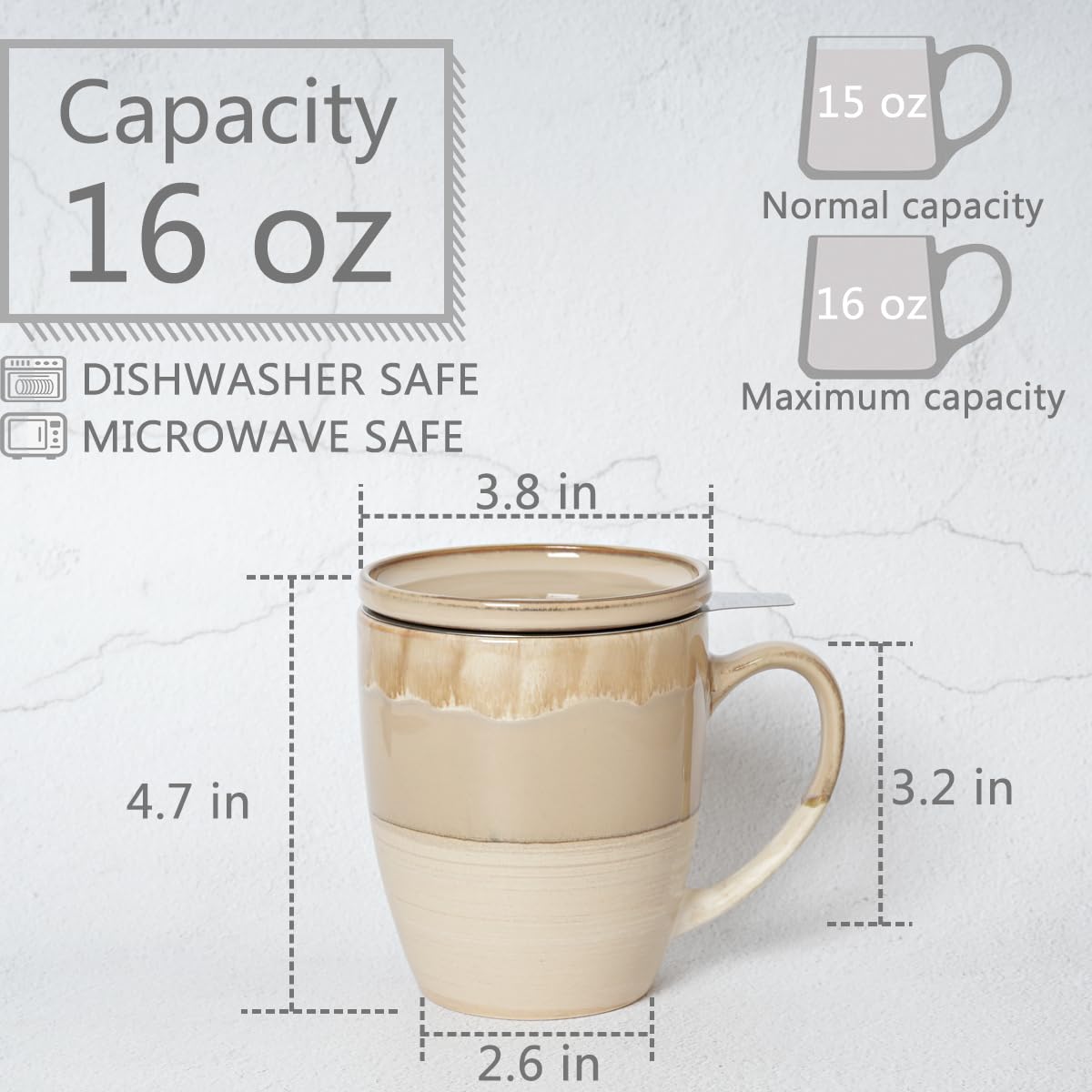 Ceramic Tea Cup with Infuser and Lid