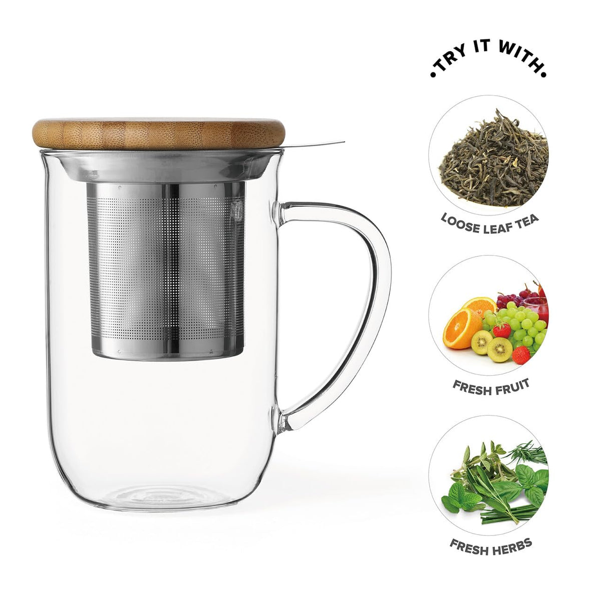 VIVA Minima Balance Glass Infuser Tea Cup