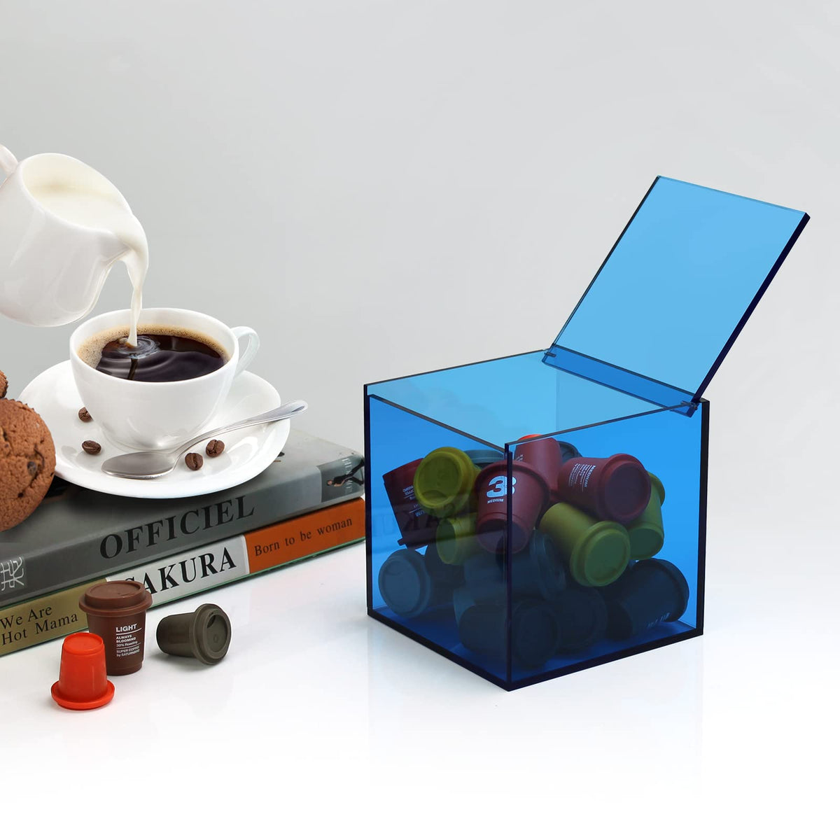 Coffee Capsule Storage Box Coffee Pod Holder Organizers Accessories Anti Dust Durable Clear Acrylic Box for House and Office Use