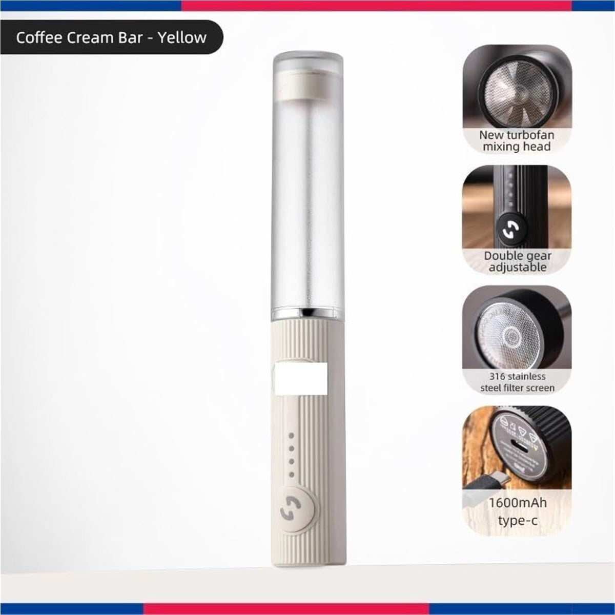 Homogenizer Ultrasonic Homogenizer Coffee Frother 2 Speeds Electric Milk Blender Foam Maker with Handle Egg Beater Kitchen Tools