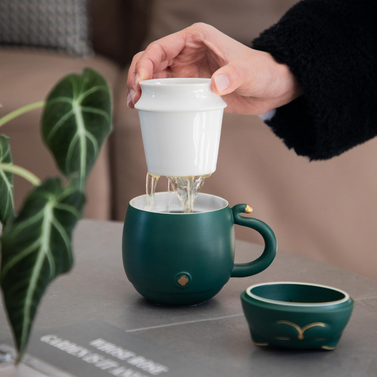 Ceramic Cat Tea Cup 10oz with Infuser and Lid