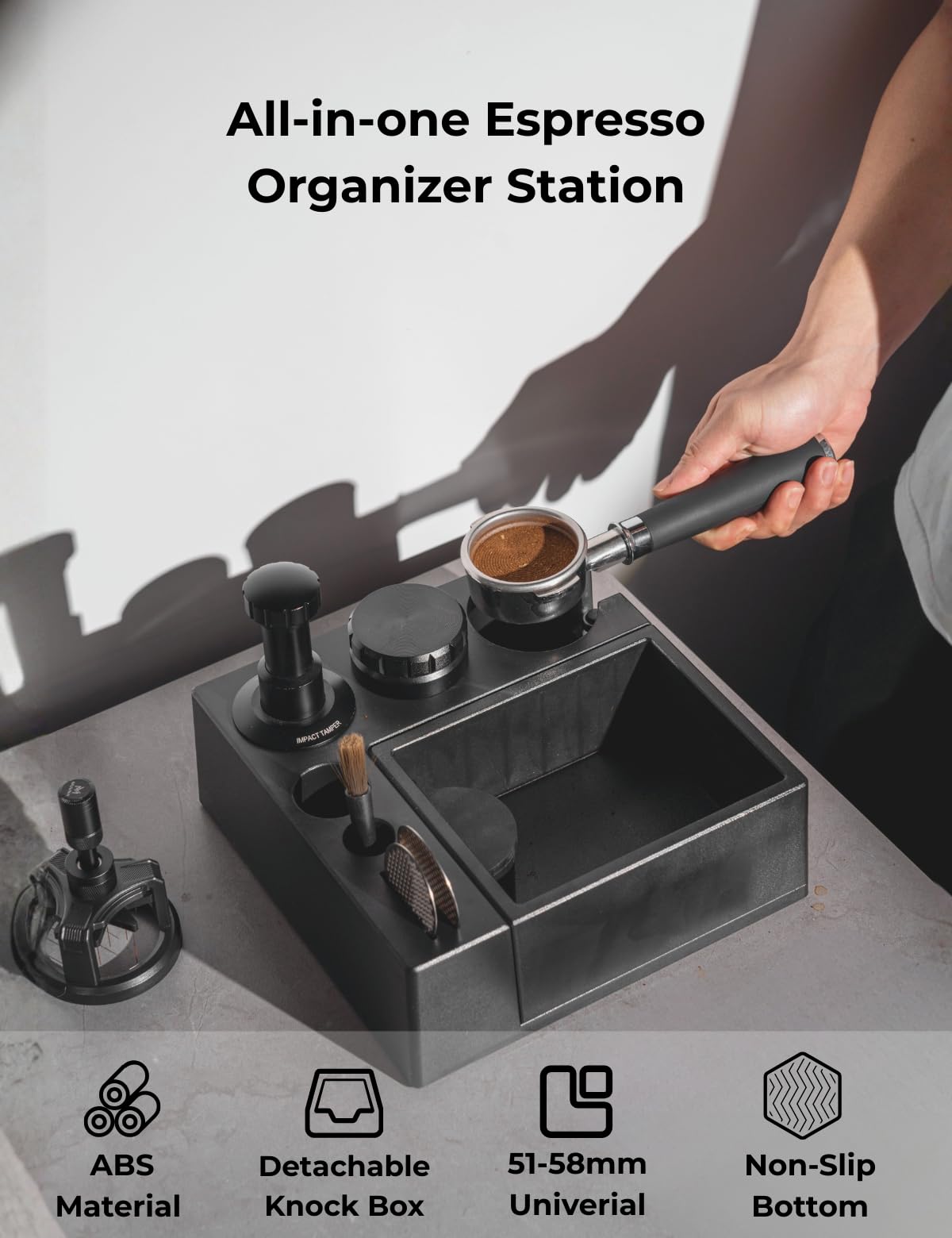Espresso Tamping Station with Knock box